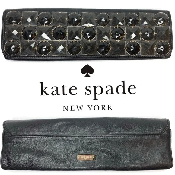 Kate Spade ♠️Rare Black Rhinestone Long Clutch Bag