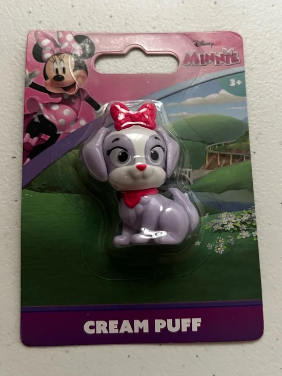 Disney Purple Puppy Figure with Pink Bow - Cream Puff