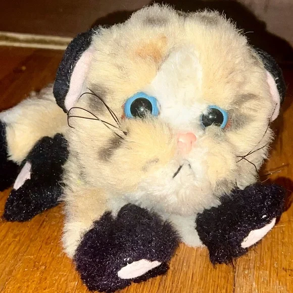 Vintage Tyco 1993 Kitty Kitty Jungle Kittens Plush Tan Leopard Spot Cat-No Bow