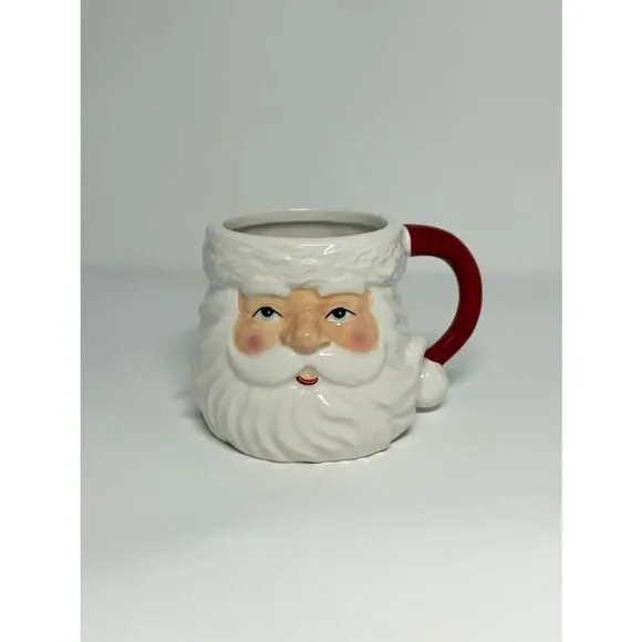 Sur la Table retro Santa Face Ceramic Coffee Cocoa Cup Mug holiday Christmas