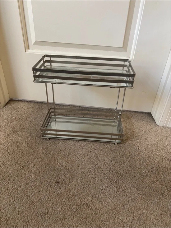 Two shelf mirrored organizer display