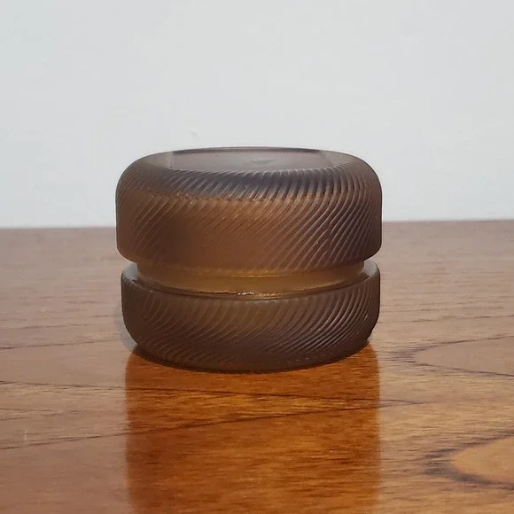 Orange/brown Glass Powder‎ cosmetic Box /Trinket Box w/Lid Vanity