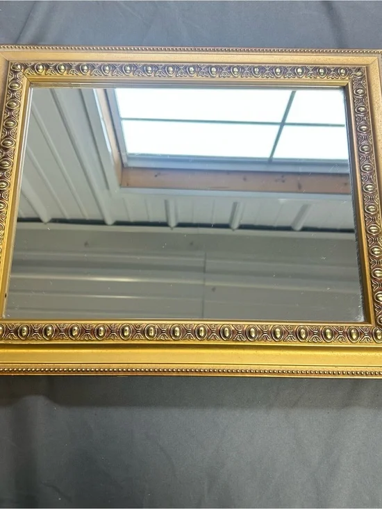 Vintage Mirrored Vanity Tray Gold Ornate 16