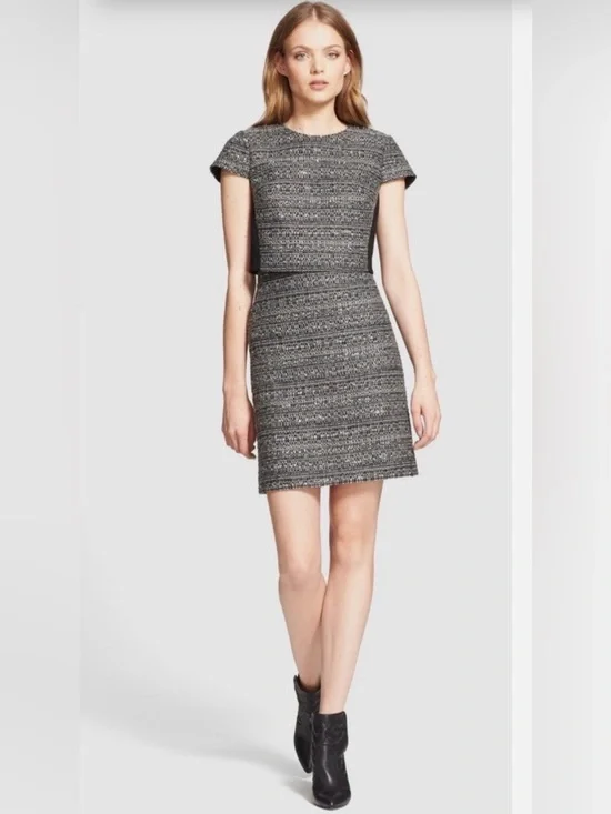 Tory Burch Deandra Gray Tweed Metallic Dress Size 4