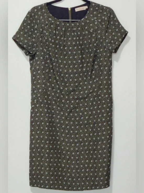 Tory Burch Green Silk Harriet Short Sleeve Dress Women's Size 8 Green