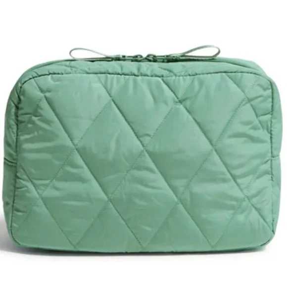 NWT Vera Bradley quilted beryl green XL cosmetic bag.  Ultralight fabric