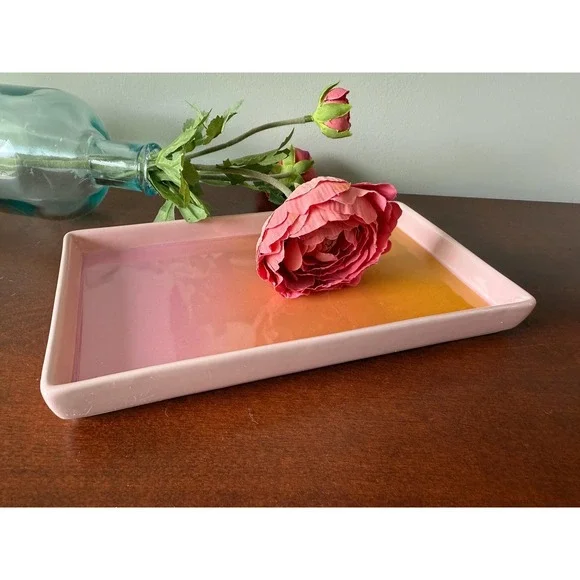 Ombré‎ Sunset Trinket Tray: 9x5 inch Decorative Tray