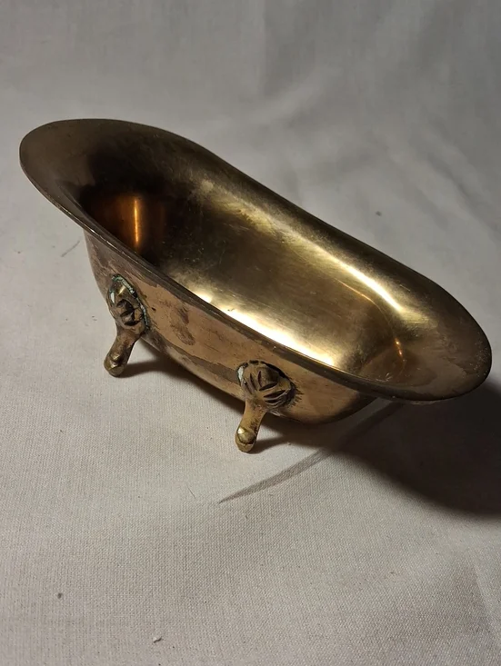 Vintage Brass Mini Clawfoot Bathtub Decorative Soap Dish