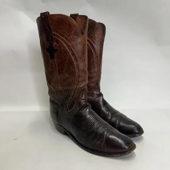 Vintage Lucchese Western Cowboy Boots Goat “Brown”