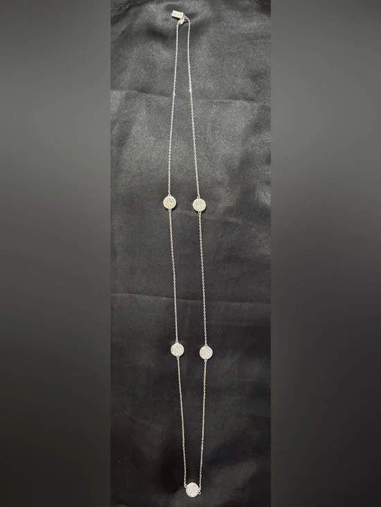 kate spade Silver-Tone Long Station Necklace with Pave Discs