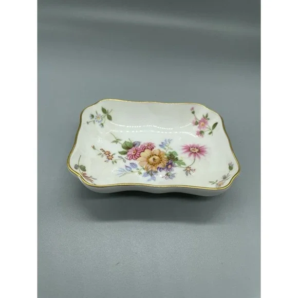 Vintage ROYAL CROWN DERBY England Posies Porcelain Trinket Dish‎ Floral Rose