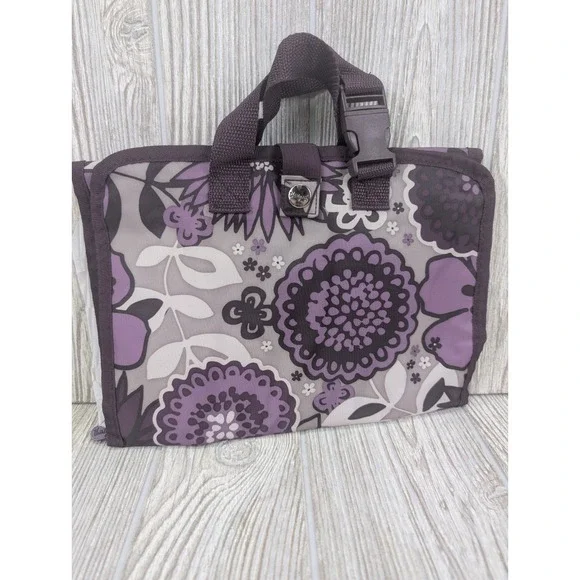 Thirty-One Timeless Beauty Toiletry Bag Plum Awesome Blossom Cosmetic Organizer