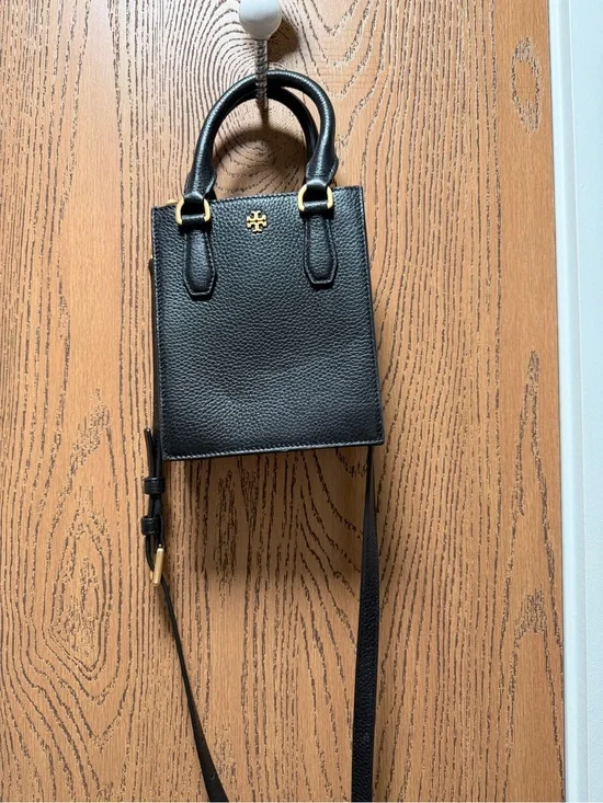 Tory Burch Black Pebbled Leather Mini Tote