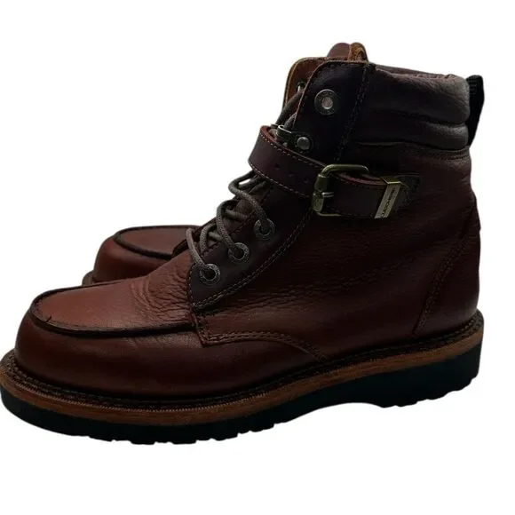 Vintage 1990s Lucchese Sport Leather Hiking Boots USA Made Mens 8.5B Brown