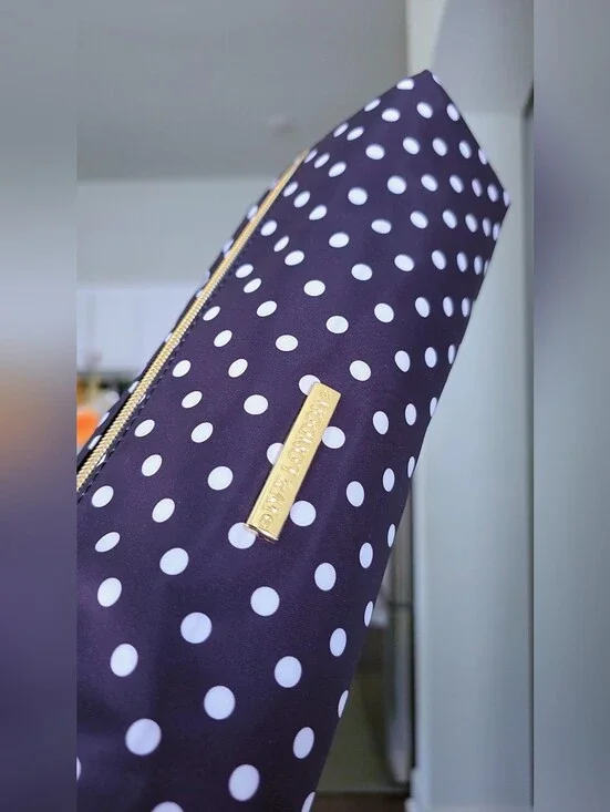 Black & White Polka Dot Hair Tool Bag with Gold Hardware
