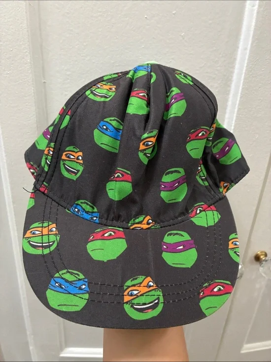 Vintage Nickelodeon Teenage Mutant Ninja Turtles Black Print Baseball Cap Small