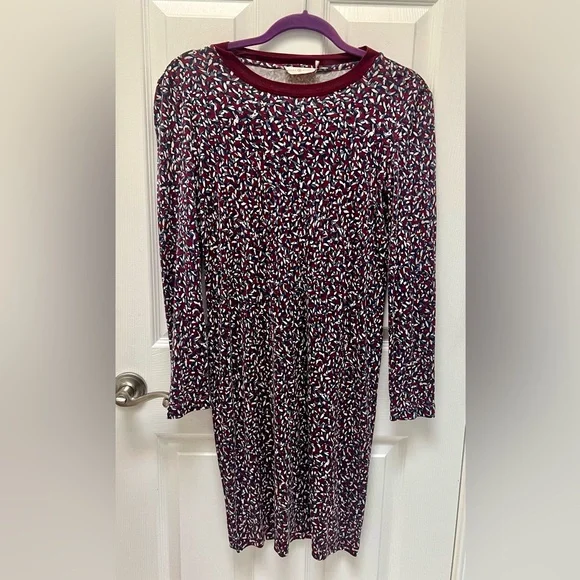Tory Burch Silk Dress Multicolor Patterned Long Sleeve Midi Size Small Petite