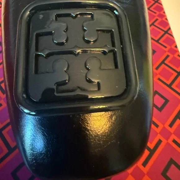 Tory Burch Black Patent Logo Flats