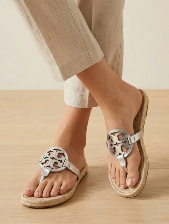 Tory Burch Miller Metallic Espadrille  Feminine Boho Sandal Luxury