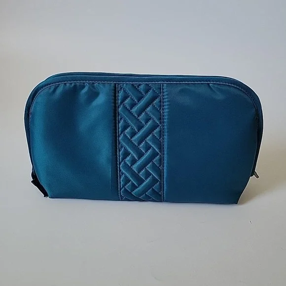 Lug Lay‎ Flat Zip Cosmetic Case Teal Blue Make Up Minimalist Organization Travel