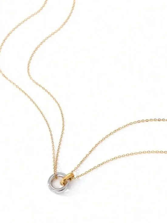 New! 14K Gold Plated Mixed Metal Two Tone Link Necklace (4013) NWOT
