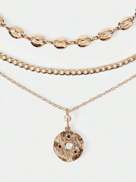 New! Gold Pigs Nose Chain Necklace Stack Set NWOT (4003)