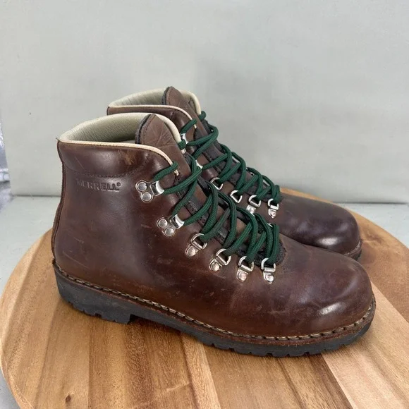 Merrell Wilderness Legend Mens Canyon Brown Leather Hiking Boots Size 9 M
