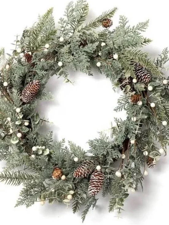 Frosted Pinecone Holiday Wreath - Green