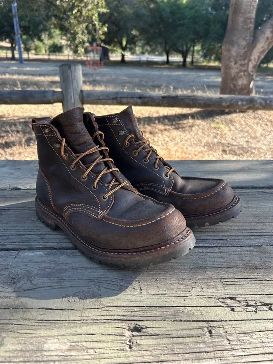 Truman Boots Moc Toe in Java Waxed Flesh