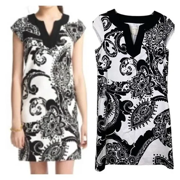 Kate Spade New York Heleen Black Multi Paisley Print Shift Dress Size 6