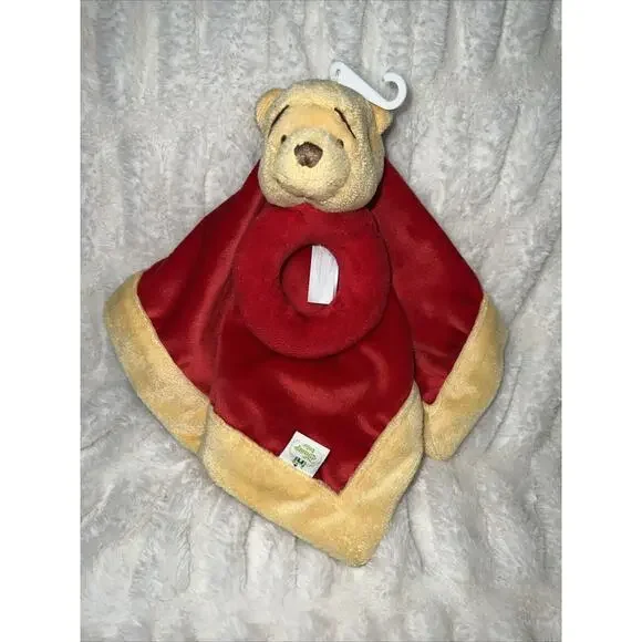 Disney Baby Winnie the‎ Pooh Red Plush w/Rattle Lovey Security Blanket