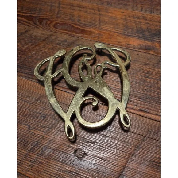 Vintage 1976‎ Virginia Metalcraft Brass Trivet - Geo. Washington Cypher