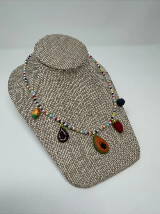 Handmade Summer Colorful Fruit Charm Beaded Necklace - Multicolor