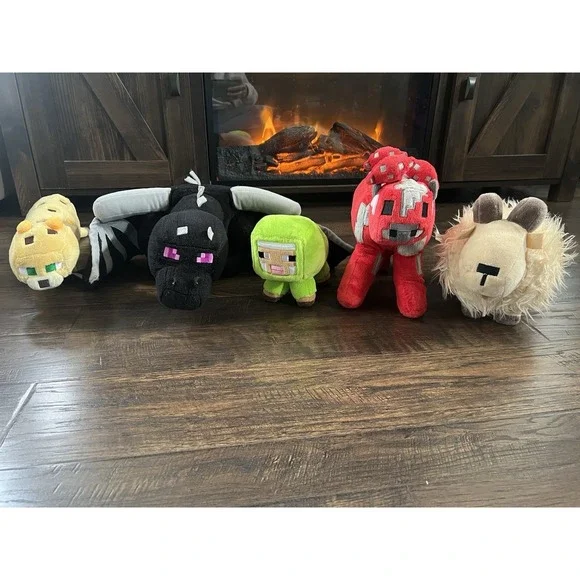 Minecraft Lot Mojang Jinx Ender‎ Dragon Sheep Cow Goat Ocelot Plush Stuffed Toys