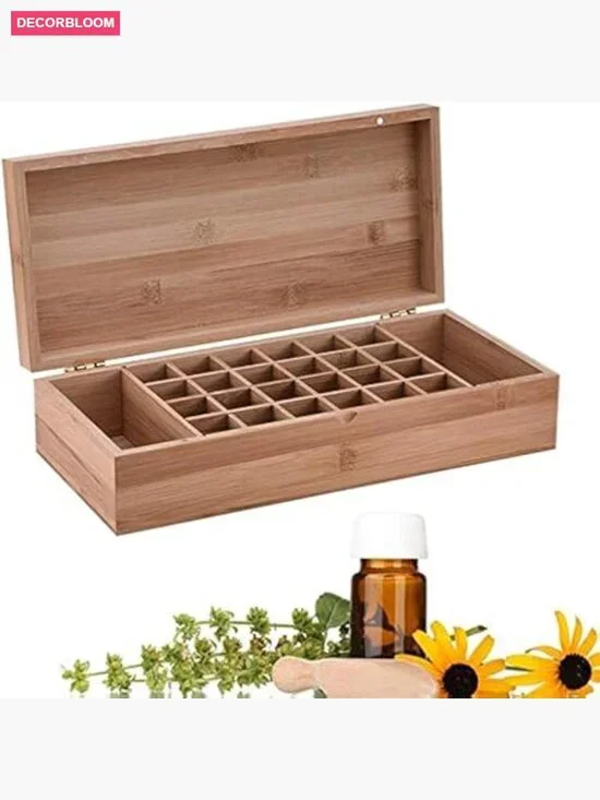 Essential Oil Wooden Storage Box Travel Case Holds 26 Bottles