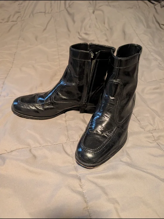 Men's Florsheim Black Leather Side-Zip Dress Boots