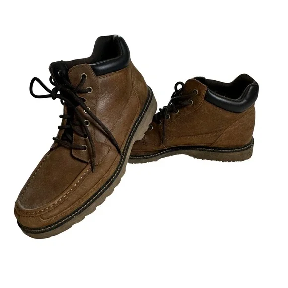 Rockport Boots Mens 12 Brown Leather Moc Toe Lace Up Gorpcore Hiking Outdoor