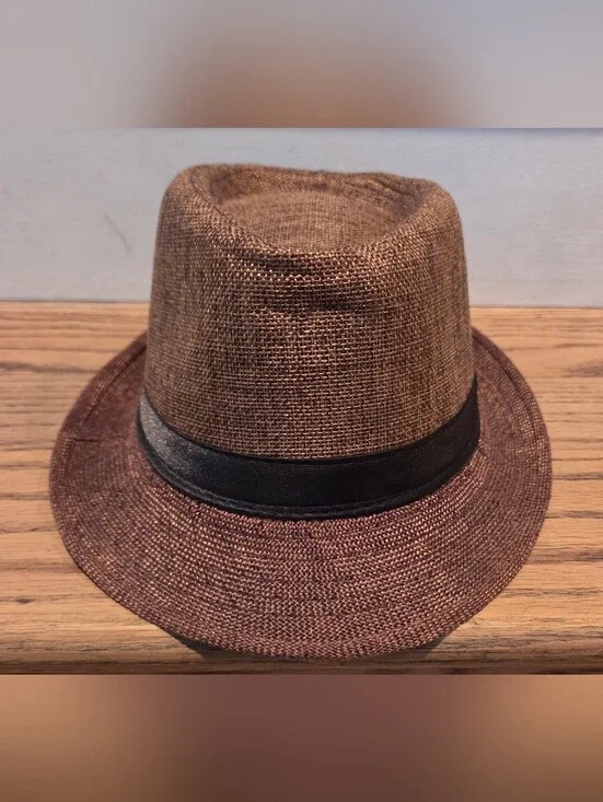 Hat - Boys - Size: Youth - Fedora - Straw - Brown