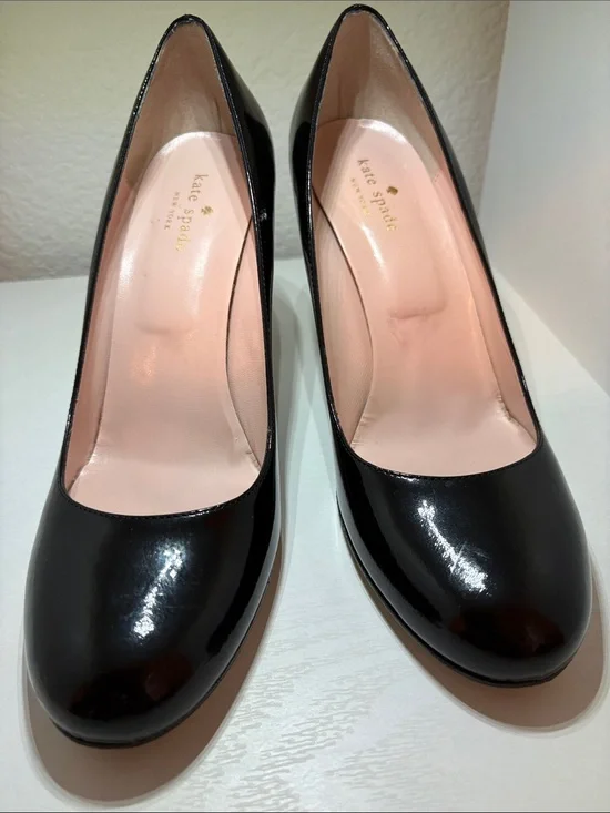 kate spade Black Patent Leather Round-Toe Pumps