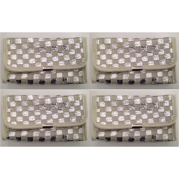 4 Mally Beauty Tan & Silver Make up Cosmetics Bag / Cell Purse / Clutch (new)