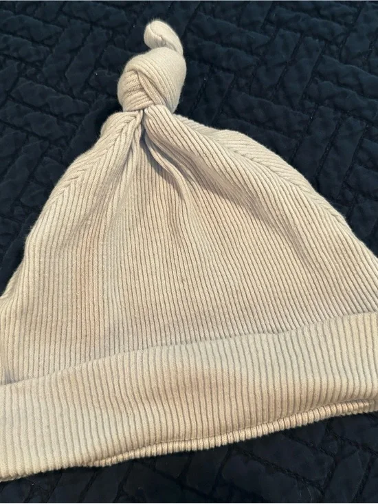 Knot Top Ribbed Baby Cotton Beanie - Light Blue Hat Kyle & Deena 6-9 Months