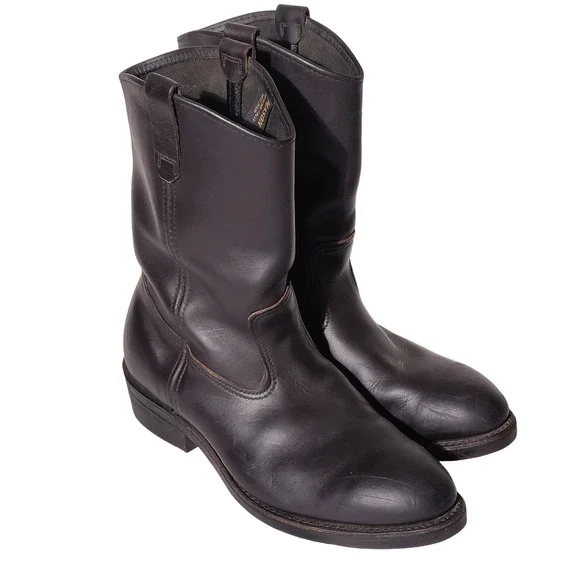 Mason Mens Vintage Leather Pull On Work Boots Dark Brown ANSI Z41.1 10.5 EE