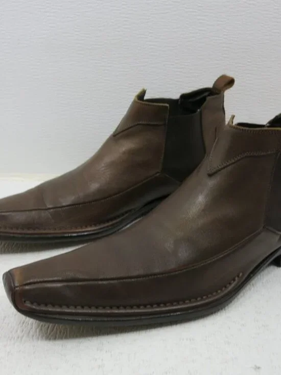 Satch Chelsea Leather Elastic Long Toe Dress Men's Comfort Boots Size 8