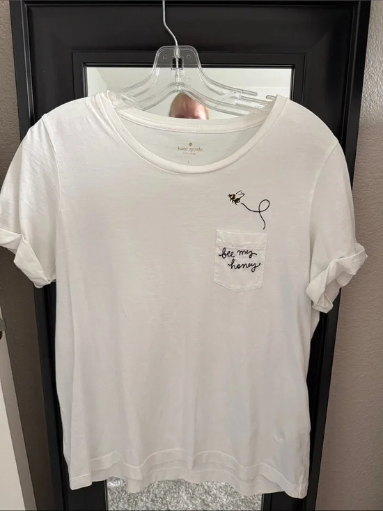 kate spade White Bee Embroidered Pocket Tee
