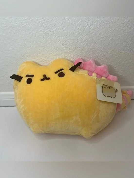 Pusheen GUND Pusheenosaurus Strawberry Banana Yellow Pink Plush Dinosaur Cat 13”