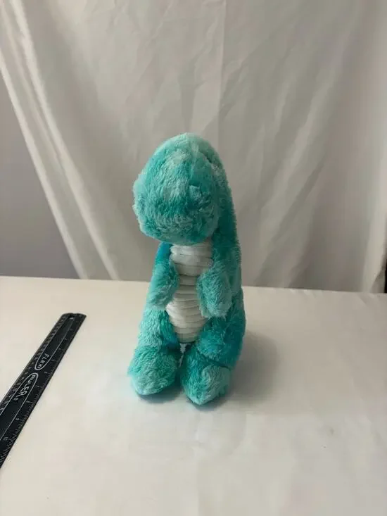 Teal Blue Fluffy T-Rex Dinosaur Plush 10