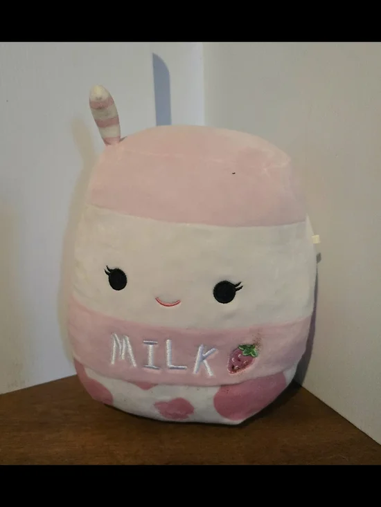Squishmallows Pink & White 'Milk' Plush Drink plushie