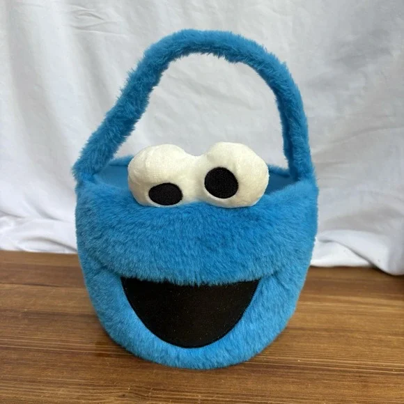 Cookie Monster Plush Halloween Treat Bucket Candy Basket Sesame Street Blue