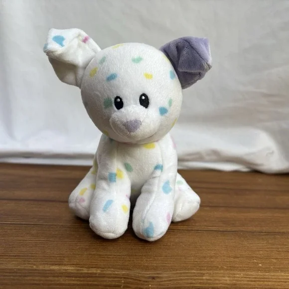 TY Beanie Babies Sprinkles White Confetti Puppy Dog Plush Stuffed Animal Toy