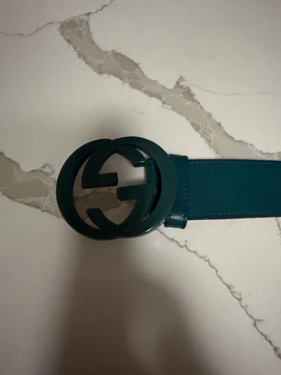 Gucci teal interlocking GG belt
